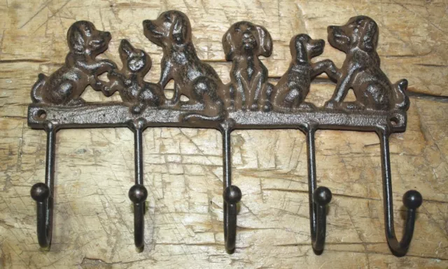 Cast Iron DOG Towel Coat Hooks, Hat Hook, Key Rack GARDEN Lab PUPPY
