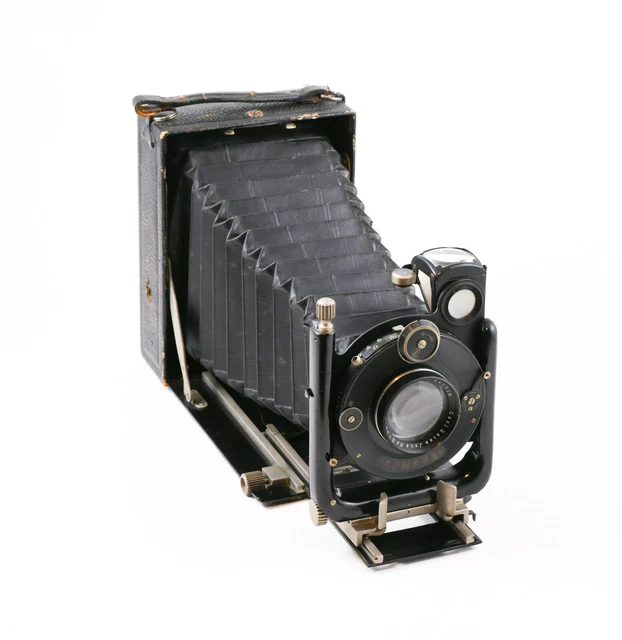 Onbekend wooden camera 4x5 + Steinheil Doppelanastigmat Unofocal 4,5/21cm Cámara de 4 x 5