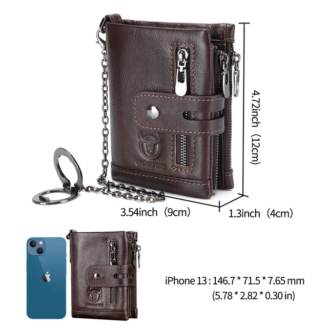 Mens Genuine Leather Biker Trucker Chain Wallet RFID Credit Card Holder Pocket 2