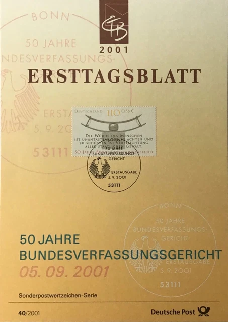 ETB 40/2001 - Mi.-Nr. 2214 - 50 Jahre Bundesverfassungsgericht