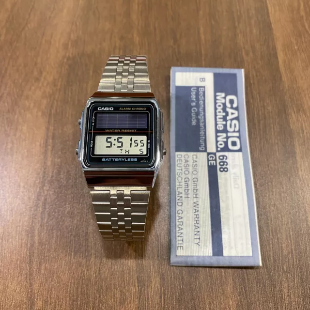 Casio Solar Digital 3274-AL-190W Vintage Casio Watch Alarm 50M Gold  Batteryless