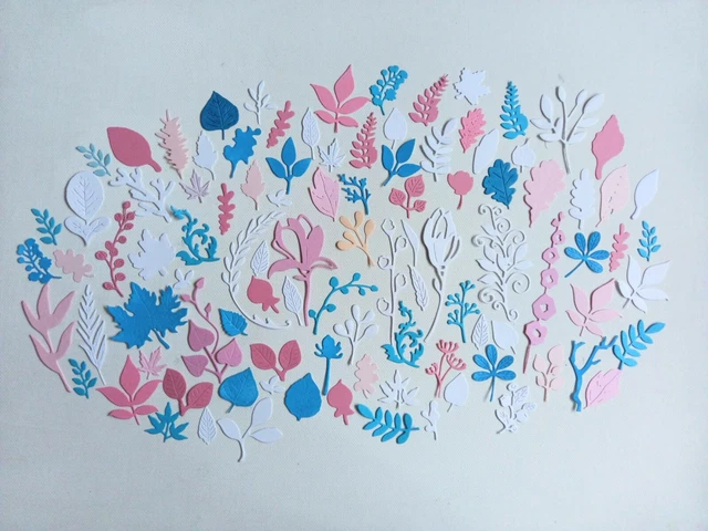 100 DIE CUTS  Card make toppers craft Scrapbooking Embellishments Paper leaves