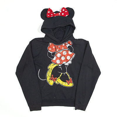 DISNEY Minnie Mouse Hoodie Black Pullover Girls 2XL