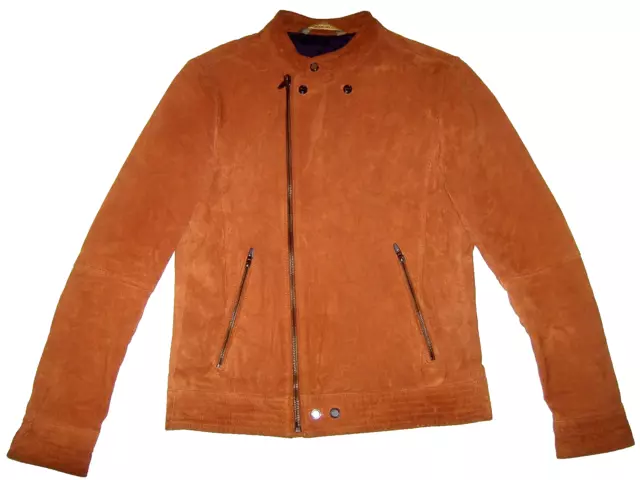 Orange leather cheap jacket zara