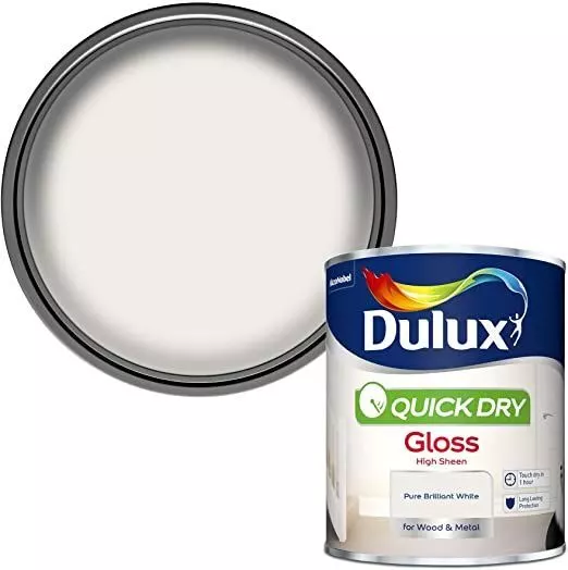 Dulux Quick Dry Paint Gloss Satinwood Wood Metal Pure Brilliant White/Black