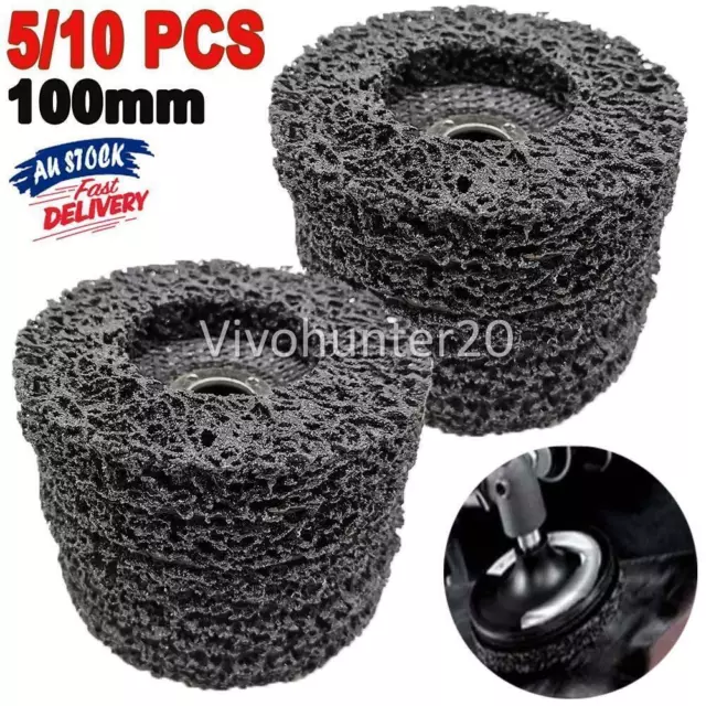 5/10PCS 100mm x 22mm POLY STRIP DISC WHEEL PAINT RUST REMOVAL CLEAN GRINDER OZ