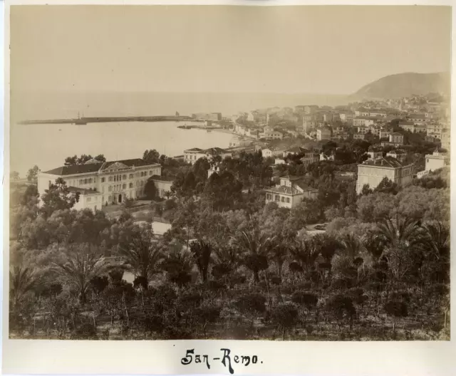 Italia, San Remo, Panorama  Vintage albumen print. Vintage Italy Tirage albumi