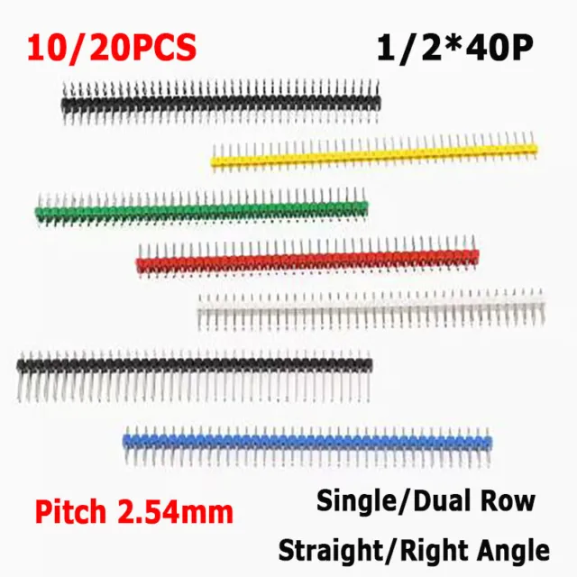 10/20x Single/Dual Row 1/2*40P Pin Header Color Male Socket 2.54mm PCB Connector