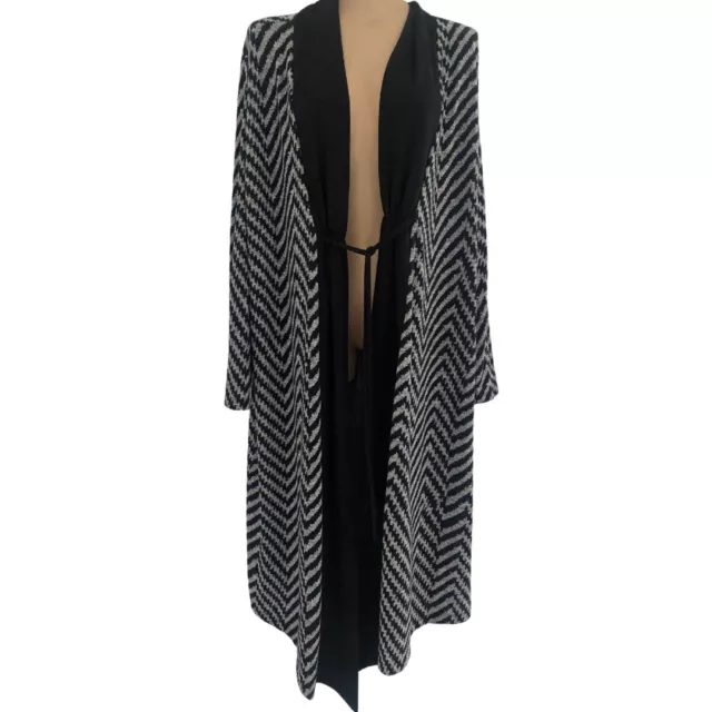 TS Taking Shape Plus Sz XL Longline Cardigan Jacket Zig Zag Print Grey Black