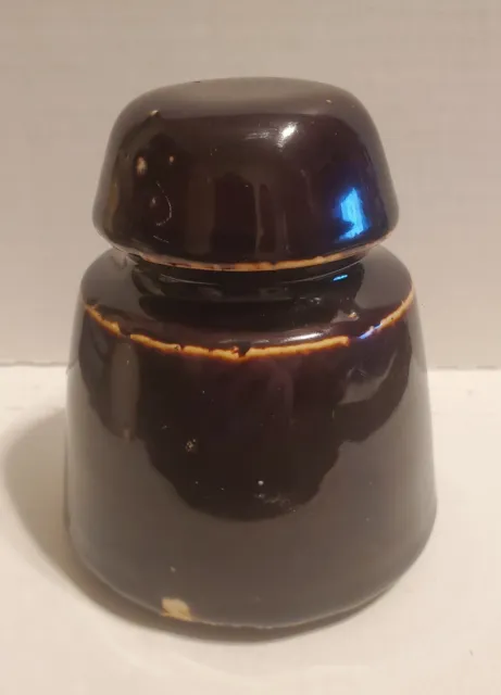 Vintage Brown Glazed Porcelain Ceramic Insulator Electrical Telephone