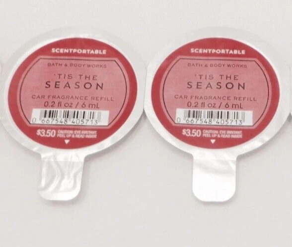2 Bath & Body Works Scentportable 'Tis The Season Car Fragrance Refill