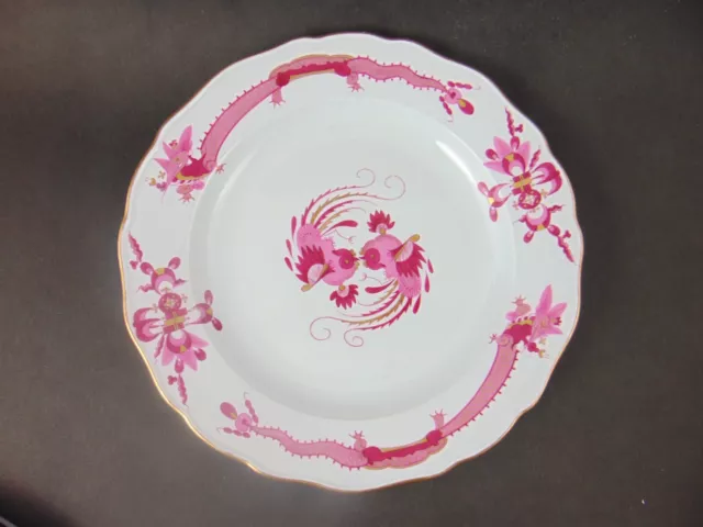 Meissen flacher Teller reicher Hofdrache rosa 1. Wahl Knaufmarke 1860-1924