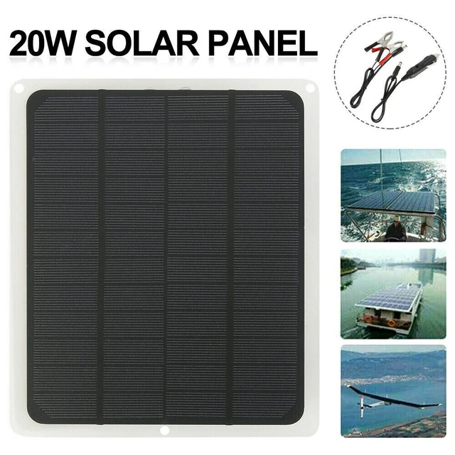 Car Boat For Solar Powered Panel 12V/20W Trickle Charger Battery Maintainer