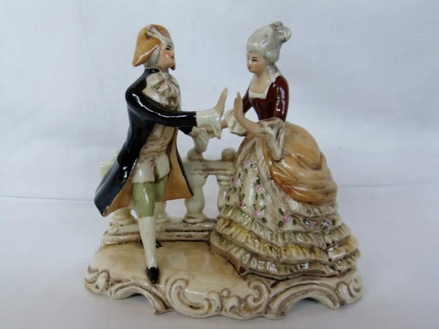Biscuit polychrome porcelaine Gräfenthal figurine personnage couple galant 1951