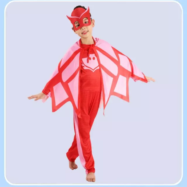 Boys Girl Kids Superhero PJ Masks Costume Cape Mask Owlette Catboy Cosplay Party 2