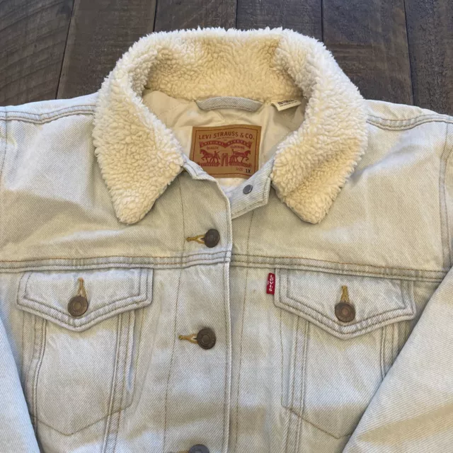 Levi's Lined Jean Trucker Jacket Women’s Levi Strauss Denim Sherpa Collar XL