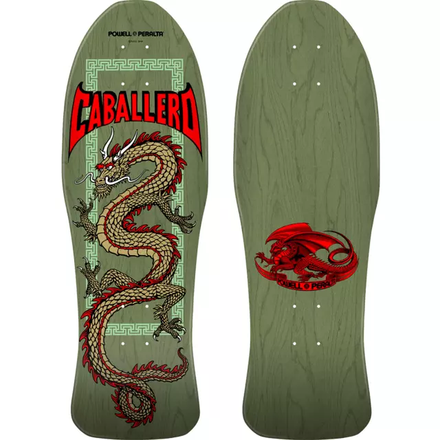 Powell Peralta Skateboard Deck Cab Chinese Dragon Sage Green 10" Reissue