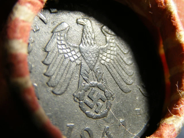 Wheat Penny Roll Nazi Coin & 1943 D Steel Cent Showing on Ends Wheat Penny Roll Nazi Coin & 1943 D Steel Cent Showing on Ends