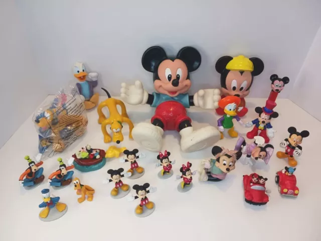 Disney Mixed Lot 23 Vintage/Modern Mickey Minnie Mouse Pluto Goofy Figures Toys