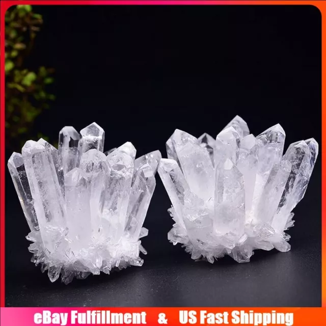 Natural Clear Quartz Druzy Geode Chakra Healing Crystal Cluster Mineral Specimen