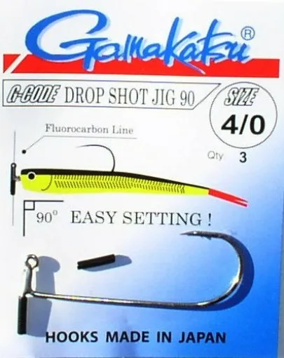 Gamakatsu Drop-Shot Hooks Jig 90 Größe 8/0+4/0+1, Dropshot Haken, Zander, Dorsch