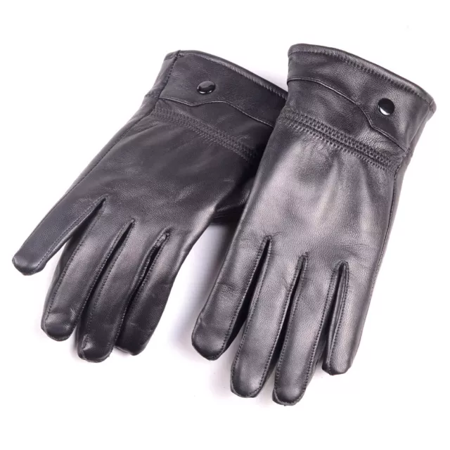Men's Real Leather Sheep Skin Winter Warm Thick Lining Classical Short Gloves