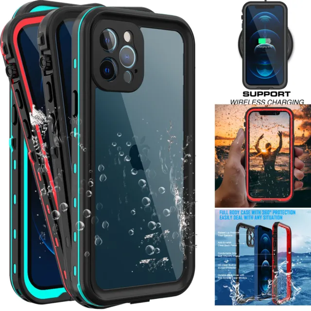 For iPhone 12 Pro Max/12 Pro Waterproof Clear Case/Built-in Screen Protector