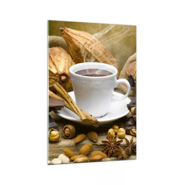 Wandbilder 70x100cm Glasbild Tasse Schokolade trinken Kakao Bilder Art Wanddeko