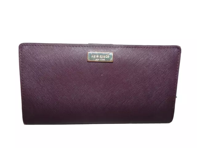 Kate Spade Brigitta Mulberry Red wallet wristlet tumbled leather travel  zipper