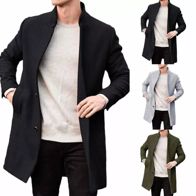 DURABLE AND STYLISH Mens Business Overcoat Long Sleeve Winter Trench ...