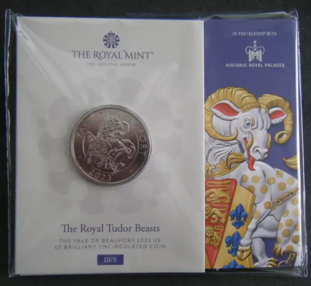 2023 The Yale of Beaufort Tudor Beasts UK £5 BU Coin Royal Mint Pack in stock