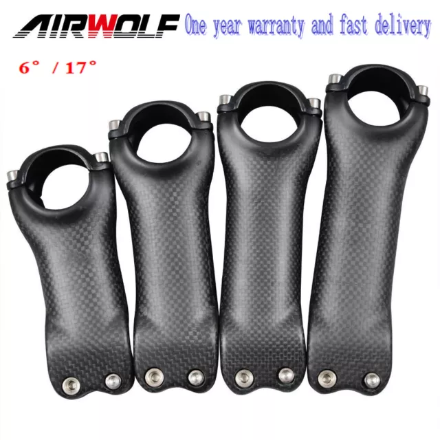 AIRWOLF Carbon Fiber Bicycle Stem 6°/17° for Road Mtb Bike Stems 31.8*70-130mm