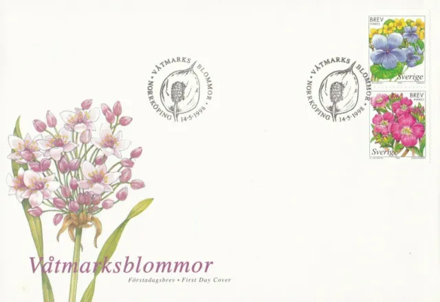 Schweden Briefmarken FDC, 1998, Vatmarksblommor 98 Sverige Förstagsbrev