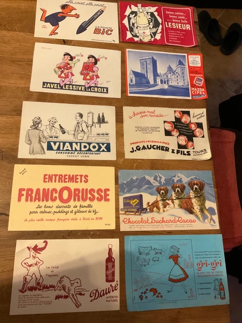 Lot de 10 anciens buvards 