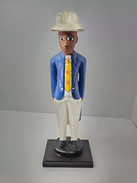Vintage African Statue Colonial Figure West Africa Tall 12.5” Hand Carved