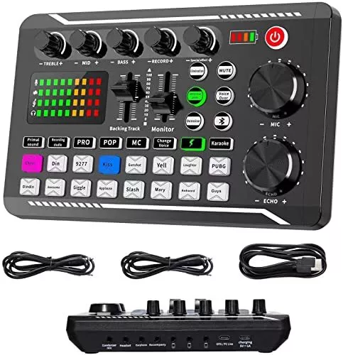 Live-Soundkarte und Audio-Interface mit DJ-Mixer-Effekten und Sprachwechsler,