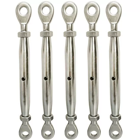 5 PC 3/16'' Marine Stainless Steel Closed Body Turnbuckle EYE EYE Rig 200 Lbs