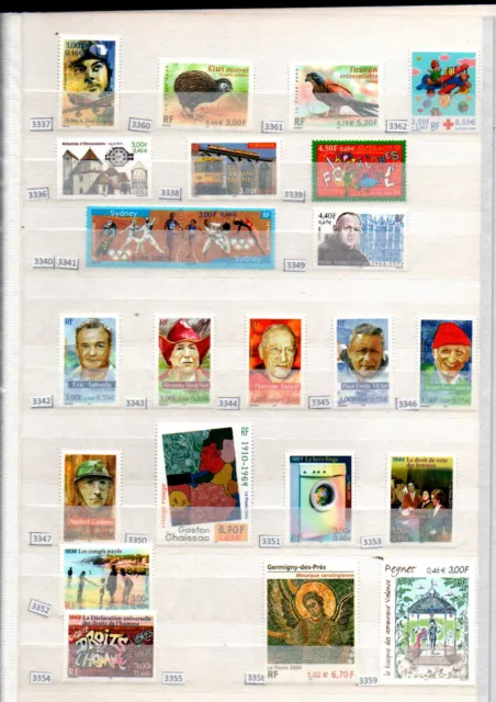 timbres français neufs à l'unité au choix du n°3211 au n°3366 - années 1999/2000