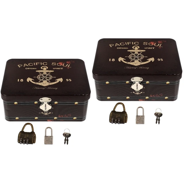 2 Pack Jewelry Chest Storage Box Small Container Storage Container Lid Decorate 7