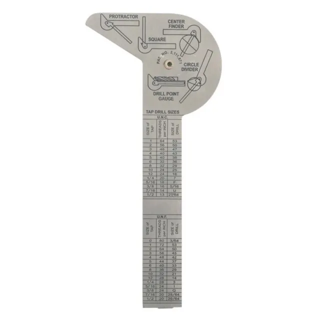 Multi Use Rule And Gauge Square Centre Finder Drill Point Gauge Conversion Chart