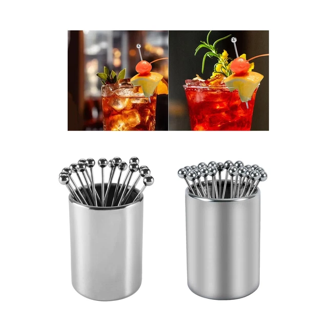 COCKTAIL PICKS WITH Holder Reusable Drink Toothpicks for Birthday Bar