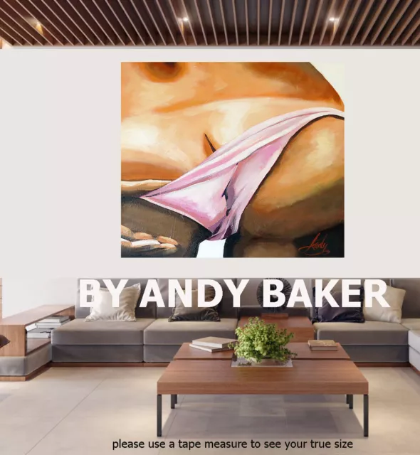 Original art painting print signed Andy Baker Beach Australia nude  abstract