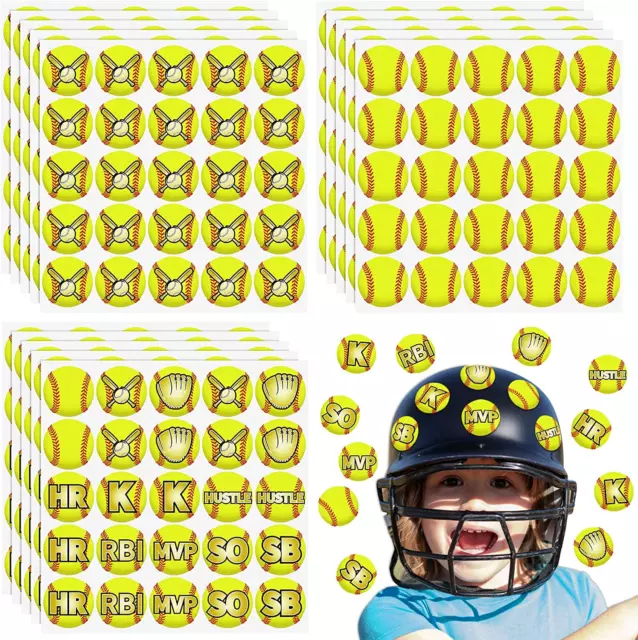 375 Pcs Softball Helmet Decals Award Self Adhesive Baseball Helmet Stickers