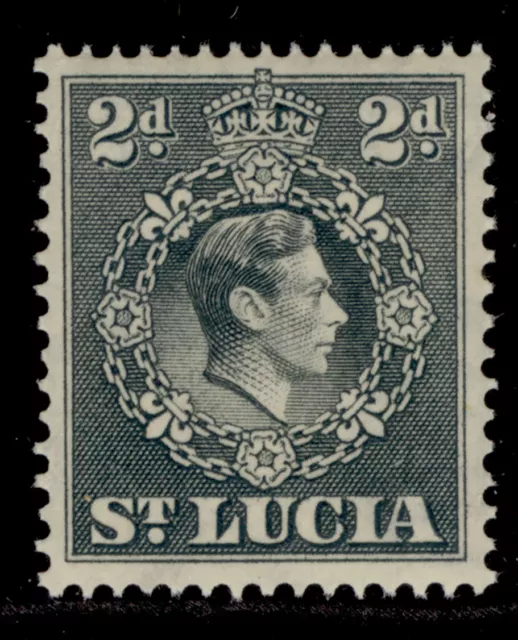 ST. LUCIA GVI SG131, 2d grey, NH MINT. PERF 14½ X 14