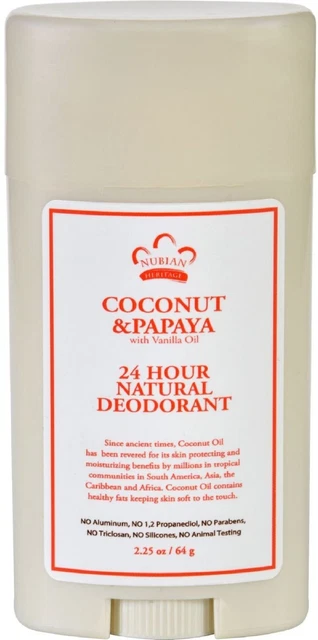 Desodorante natural 24 horas de Nubian Heritage, 2,25 oz coco y papaya