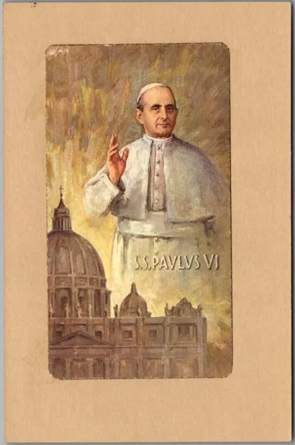 Vintage 1960s POPE PAUL VI Postcard Roman Catholic Church Vatican Rome Unused