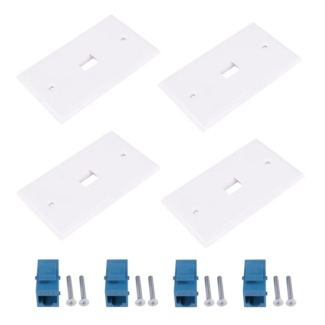 Ethernet Wandplatte 4 Ports Cat6 - Weiße Netzwerkdose Für LAN Anschluss