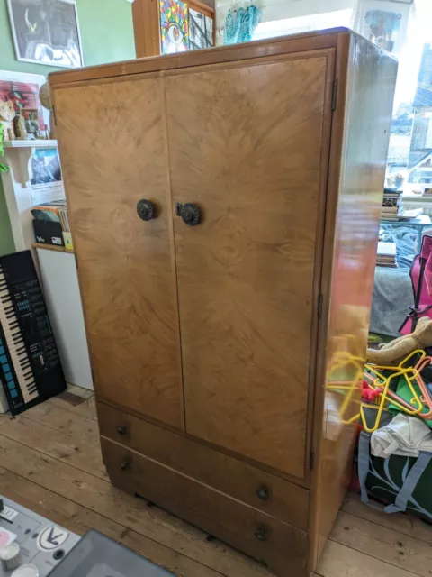 Vintage Wood & Veneer Finish Wardrobe