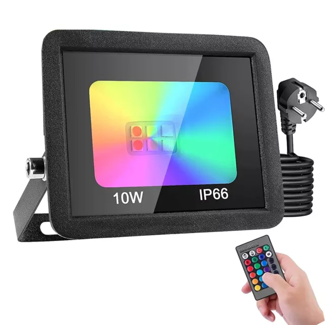 Faretto LED RGB Esterno 10W con Telecomando Impermeabile IP66 16 Colori 4 Modo