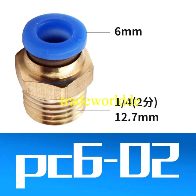 10 x tubo linea aria 1/4BSP filettatura maschio 6 mm accoppiatore a serraggio rapido per